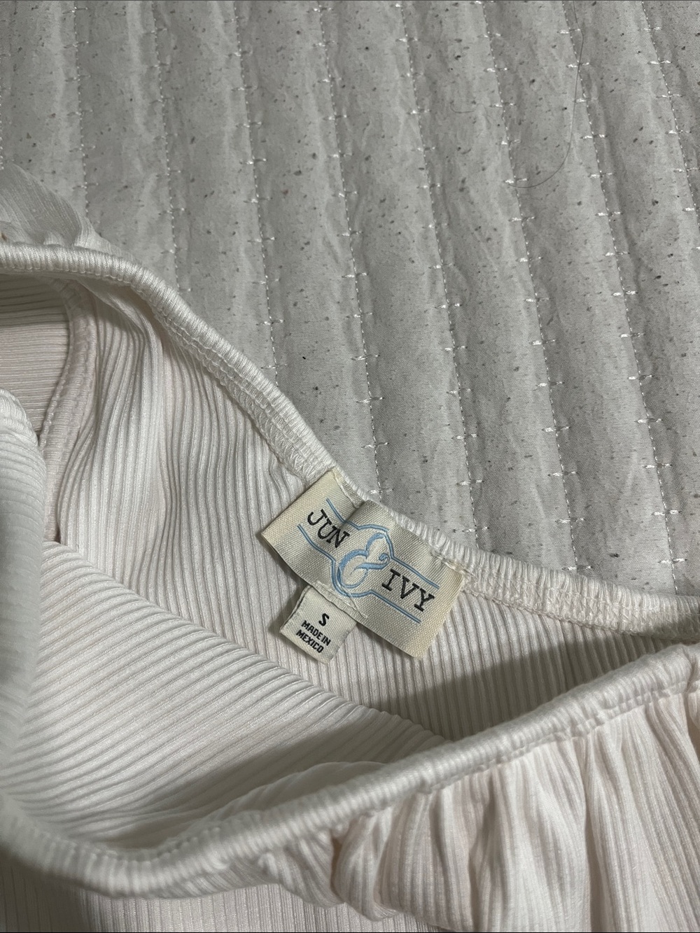One-Shoulder Ruffle Ribbed Tank Top - White - Picture 2 of 3